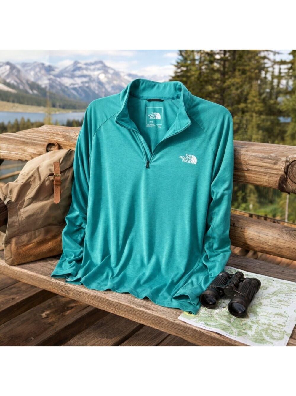 The North Face Men’s XXL Lightweight Quarter Zip Pullover Green Performance Top